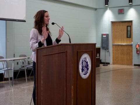 Maggie McKinley at the podium, photo 11 of 17
